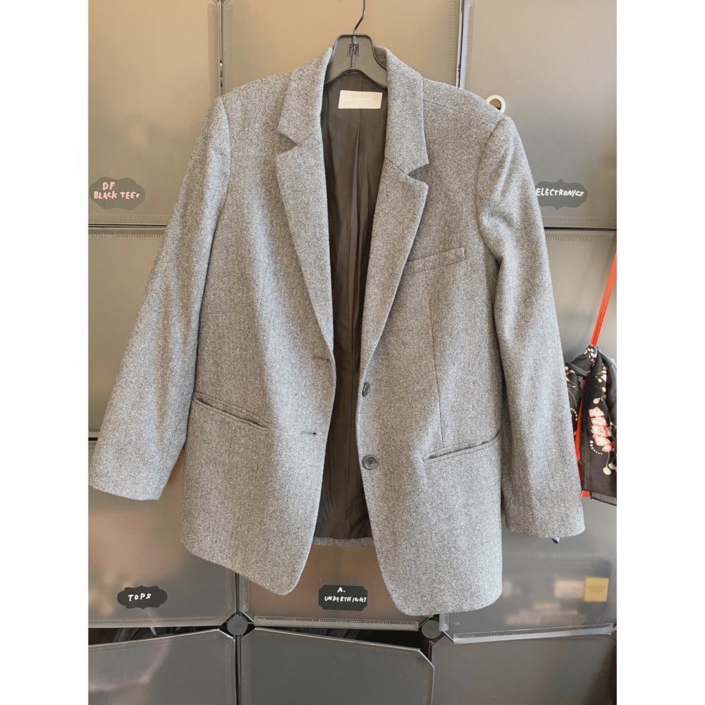 Everlane - The Oversized Blazer (Size 6) (Grey Herringbone)